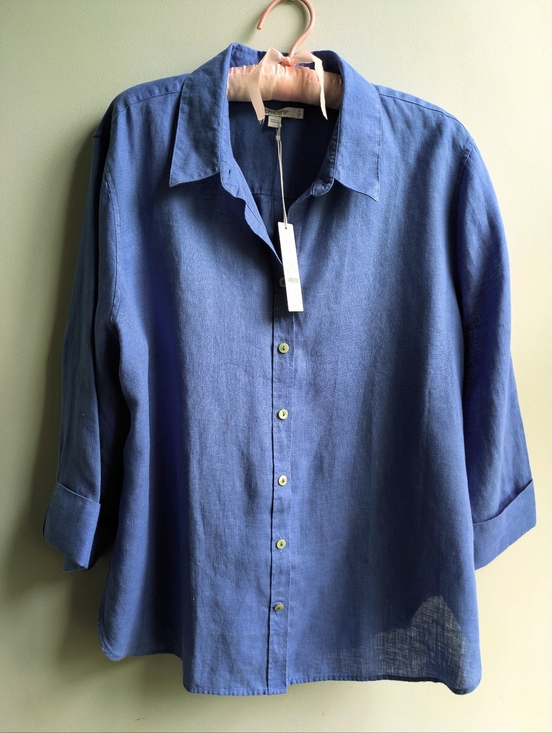 Chico's Tops - NWT....Chico's Blue "No Iron"Linen Blouse - Size 3 (US 16)